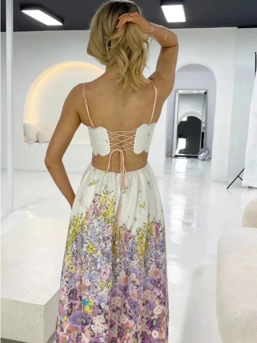 Zimmermann White Scalloped Floral Midi Dress - Picture 2 of 3